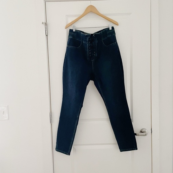 Free People We the Free Crvy Lace Up High Rise Jeans - Picture 3 of 8